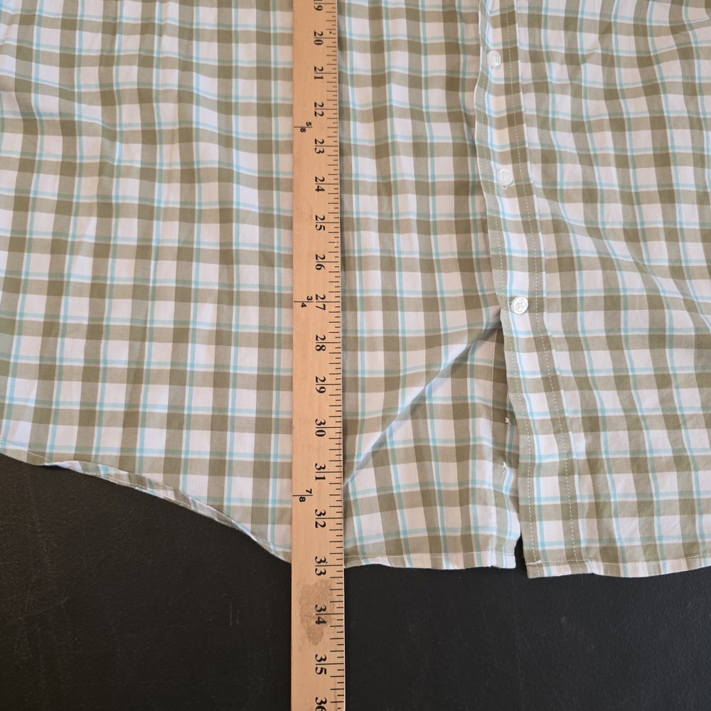 George Plaid Shirt Button Down Olive White Blue Short Sleeves Mens Big‎ Tall 3XL - Picture 12 of 12